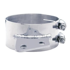United Pacific 6" Stainless Steel Butt Joint Exhaust Clamp - Angled Bracket