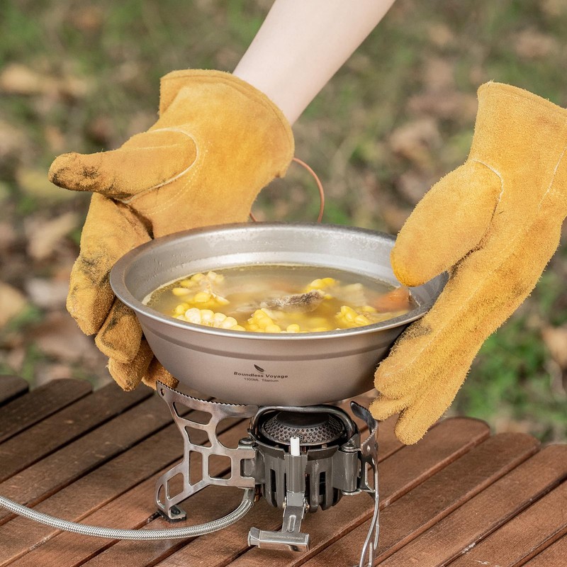 Boundless Voyage Camping Plate Titanium Pan Dish Bowls Set Ultralight