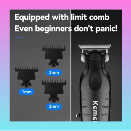 Kemei 2293 Cordless Hair Trimmer – 0mm Zero Gapped, Pro Carving Clipper