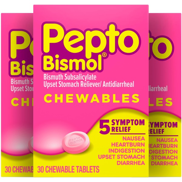 Pepto Bismol Chewable Tablets for Nausea, Heartburn, Indigestion, Upset Stomach,