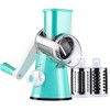 Ancevsk Manual Rotary Cheese Grater - Round Vegetable Slicer with 3 Interchangeable Blades for veggie, Nuts, Fruit （Blue）
