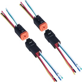 6 Pin DT Connectors Waterproof Automotive Electrical Connector Male and Female Plug 6 Wire Connector 16 AWG for Car Truck Boat (2 Pairs,Black)