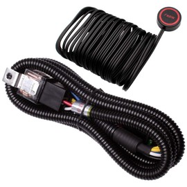 FARBIN 12V 80a Horn Wiring Harness Relay Kit and Horn Push Button with 3 Meters Wire (Wiring Harness+Button, 12V)