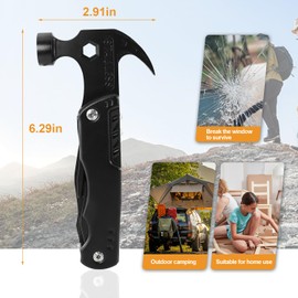 15 in 1 Multitool Hammer Multi Tool Survival Gear Multitool for Men，Survival Tools Camping Accessories With Knife,Pliers,Nail Puller,Screwdriver,Saw,Bottle Opener,Present for Husband,Dad,Grandpa