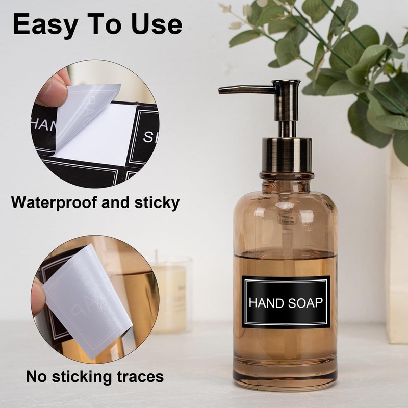 Waterproof Labels for Bottles Bathroom Kitchen 24 PCS Minimalist Organization
