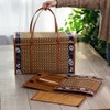 Lobamop Picnic Woven Basket Wicker Storage Bag Handle Folded Fruit