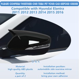 Compatible with Hyundai Elantra 2011 2012 2013 2014 2015 2016 Accessories Car Exterior Ox Horn Design Door Side Rearview Mirror Guard Cover Trim Caps - Carbon Fiber Style 2PCS