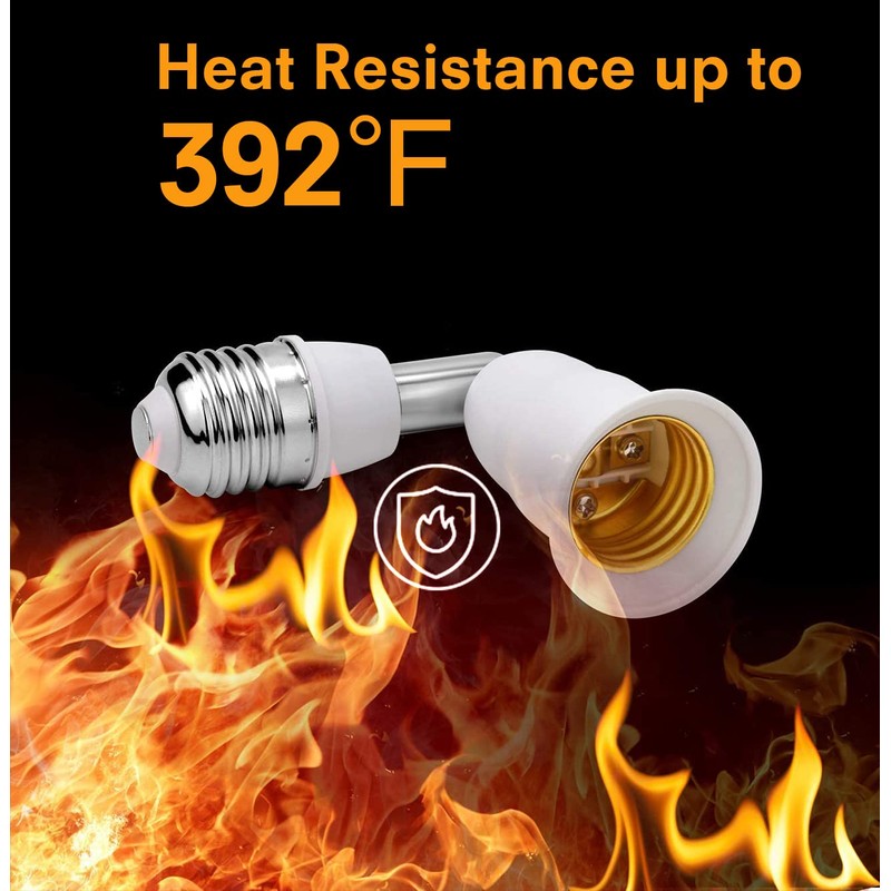 JACKYLED Light Socket Extender 3.9”/10CM Light Bulb Extension Socket, E26