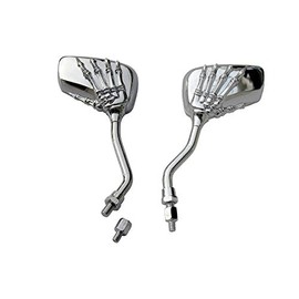 MotorToGo Small 3D Silver Skull Hand Rear Motorcycle Mirrors Compatible for 2016 Victory Cross Country 8 Ball