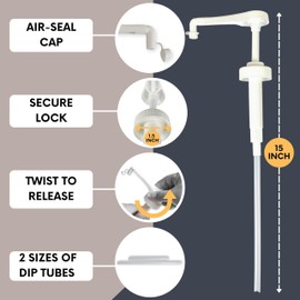 Pump for Gallon Jug & 5 Gallon Bucket, Leakproof Heavy Duty Pump Dispenser for Laundry Detergent, Shampoo, Soap, Oil, Snow Cone Syrup, Popcorn Butter, Commercial Household Industrial Use (2pc)