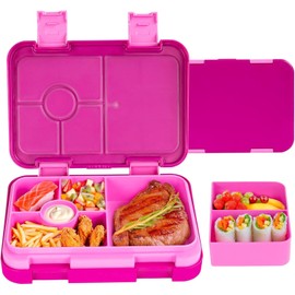 Double Buckle Lunch Box, Leakproof Bento Lunchbox, Sandwich Friendly Tray, Kids & Adults Lunch Box, Easy Open Latch, Compact, Durable, Spacious Food Tray (Red)