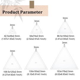 BENECREAT 6Pcs Free Motion Triangle Quilting Template Set, Acrylic Transparent Quilting Rulers for Machines Quilting DIY Designs On Shirts