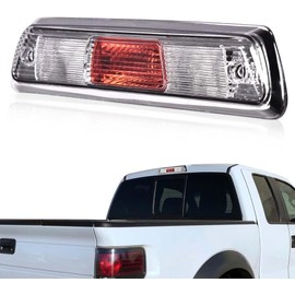 ALLGOOD Third Brake Light, Compatible with 2009-2014 Ford F150 Truck 3rd Brake Lights Assembly High Mount Center Rear Roof Third Cargo Light Parking Light Halogen, Clear/Red Lens Black Housing