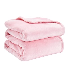LINENOVA Fleece Throw Blanket for Couch, Sofa, Bed, Soft Lightweight Flannel Microfiber Plush Cozy Blankets and Throws for All Seasons(127x152cm, Pink)