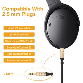 Replacement Audio Cable Cord Wire Compatible with Bose 700 QuietComfort QC45 QC35II QC35 QC25 Noise Cancelling Headphones, SoundTrue Soundlink On-Ear 2 OE2 OE2i Headphones Aux Cord (Coiling Cable)