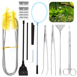 Rustark 13Pcs Aquascape Tools Kit - Stainless Steel Aquarium Plant Tools - Tweezers, Scissors, Scraper, Sand Spatula for Fish Tank