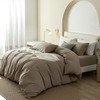 JIYUAN 100% Washed Cotton Duvet Cover Set Comfy Simple Style