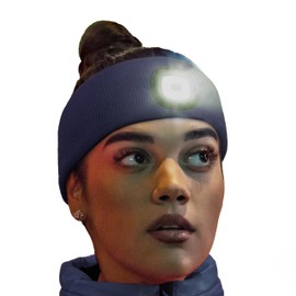 HEAD LIGHTZ by Roq Innovation - Knit Flashlight Headband with Light - LED Headlamp - Headband Lights for Forehead - Unisex, Rechargeable, Navy