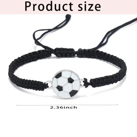 Delllala Delllala 2pcs Braided Sport Bracelets, Sports Accessories Adjustable, Softball Basketball, BaseballSoccer, Football Jewelry for Fans, Ideal for Birthday or for Easter Gifts (Soccerball)