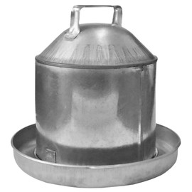 Chicken Drinker Traditional Galvanised Steel Drinker, 9L Capacity with Handle for Hens, Ducks, Geese - Two Gallon
