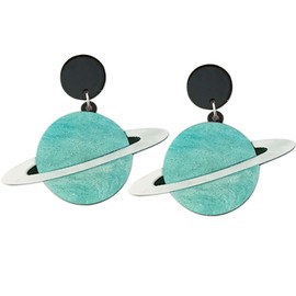 coadipress Planet Earrings for Women Unique Cute Acrylic Universe Moon Earth Satellite Saturn White Tone Dangle Drop Space Earrings Statement Jewelry Gifts (Blue)