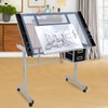 Oteymart Adjustable Drafting Table Glass Top Drawing Desk Craft Station