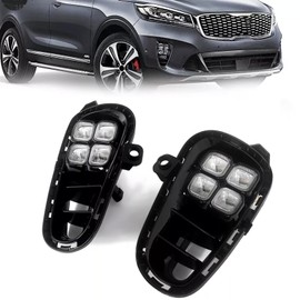 GearUp 1Pair Fog Lights Compatible With KIA Rio 2020 2019 2018 Front Bumper Fog Lamp 4 Eyes LED DRL Wire Switch