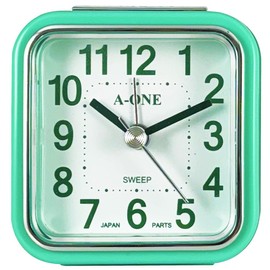 Colorful Silent Alarm Clock – Non-Ticking, Square Design, Battery Operated, Perfect for Kids and Bedrooms (Green)