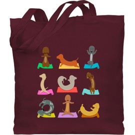 Shirtracer - Cotton Bag - Dog Bags - Dachshund Yoga Dachshund Funny, 6 Bordeaux red