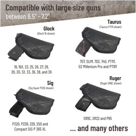 IWB Gun Holster by PH - Concealed Carry Soft Material - Soft Interior - Fits Glock 17 19 23 25 32 38 - Sig Sauer P320 - Springfield XDS 4" - Springfield XDE and Similar (Large) (Left)