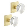 Leydebong 2 Pack Crystal Glass Dummy Door Knobs, Gold Round