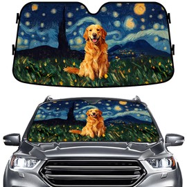 Genany Golden Retriever Art Windshield Sun Shade for Car SUV Truck (55x30 Inches), Sun Shade Windshield, Shades for Windows, Protector Blocks UV, Car Decor