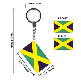 QQSD Jamaica Flag Keychain Jamaican Key Ring, 2 Pack