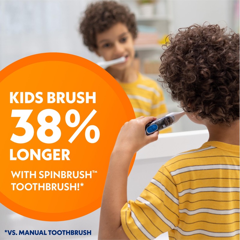 Princess Peach Kid’s Spinbrush Electric Battery Toothbrush, Soft Bristles