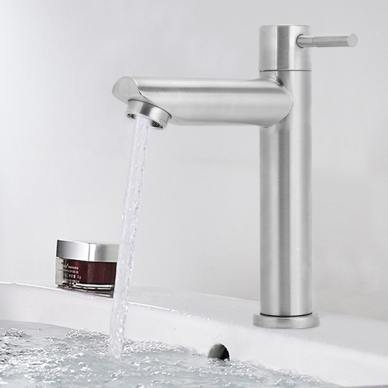 G1/2in Stainless Steel Bathroom Basin Sink Faucet Single Cold Water