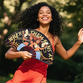 1Pcs Large 13In Festival Folding Popping Fan - Where Them Fans At Clack Fan for Line Dancing, Boots On The Ground Foldable Hand Fans for Western Events, Cowgirl Parties, Wedding Dances (A style-1Pcs)