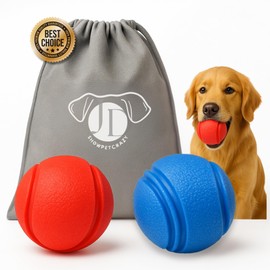 JyD SHOWPETCRAZY Toys Dog Ball Indestructible, Rubber Dog Ball Masiso TPR High Density, 2 Balls for Dogs Training and Fun, Gifts for Dogs