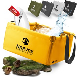 NORVOX Outdoor Folding Bowl – 20 L – Yellow Foldable Bowl – Universal as a Camping Washing Up Bowl, Washing Up Bowl, Washing Up Tray or as a Foldable Bucket