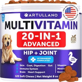 Artullano Dog Multivitamin Chewable with Glucosamine 20 in 1 Dog Vitamins Supplements