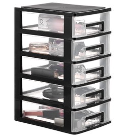 5 Drawer Plastic Storage Organizer: 5-layer Plastic Drawer Storage Organizer Office Desk Organizer with Drawers Desktop Storage Bin Unit Small Plastic Drawers Organizer Suitable for Back To School