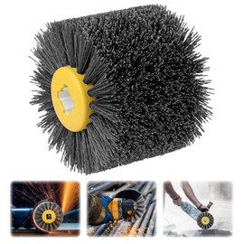 Shineboc Abrasive Nylon Wire Drawing Wheel Drum Brushes, 120 Grit 120x100mm Wheel Drum Burnishing Tool Polishing Brush Wooden Wheels for Wood Furniture Working Surface Conditioning Tool