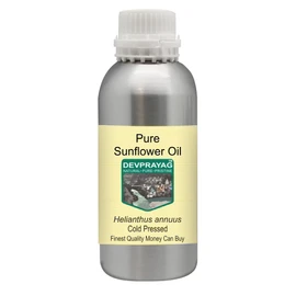 Devprayag Pure Sunflower Oil (Helianthus annuus) Natural Therapeutic Grade Cold Pressed 630ml (21 oz)