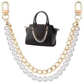 FloralGrace Pearl Bag Chain Gold 30 cm Chain for Bag, Handbag Strap Extension, Shoulder Bag, Replacement Chains for Handbag, Bag Accessories
