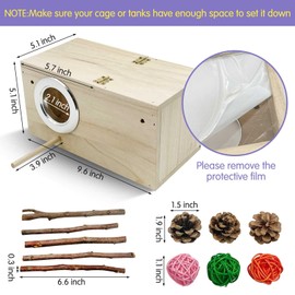 Hamiledyi Wooden Hamster House Hideout Small Animals House Habitat with Chew Toys Hideaway House Hamster Cage Accessories for Syrian Dwarf Hamster Mice Gerbils