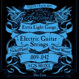 AriaProII アリアプロツー エレキギター弦 3セットパック 09-42 Extra Light エクルトラライト AGS-803XL