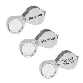 KEMUZ Jeweller's Magnifier 10 x 20 x 30 x 30 x 3 x 3 x 3 Pieces Professional Pocket Magnifier with Glass Lens, Foldable Magnifying Glass for Jewellery, Gemstones, Coins and Watch