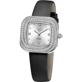 OLEVS Women's Watches Square Leather Quartz Watches Diamond Rose Gold Analogue Women's Watch Luminous Waterproof Dress for Women, 5512 leather bracelet in black, silver, Strap.