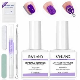 2Pcs Gentle Dip Nail Remover Kit 15ml: with Cuticle Oil Nail File