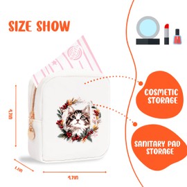 BJDAMAI Cat Mini Makeup Bag, Cat Gift For Women Girls, Cute Portable Zipper Pouch Cosmetic Bag For Teen Girls Kids, Small Storage Bag For Sanitary Pad, Period napkin bag!
