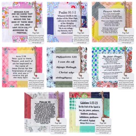 FuWeave 8 Pack Prayer Quilt with Cross Inside Squares Pocket Mini Scripture Prayer Quilt for Friend Family Colleague Encouragement Gift(Stylish Style)